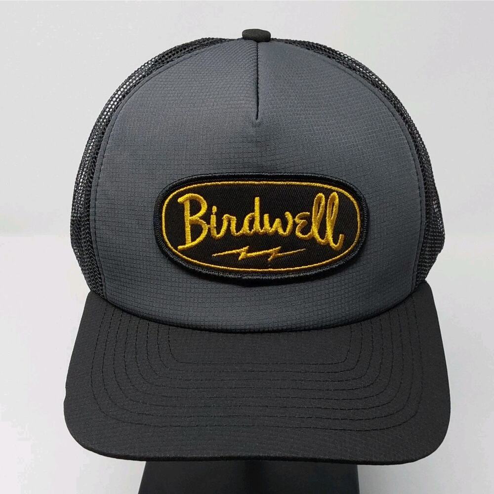 Birdwell Beach Britches Trucker Hat Gray Black Snapback Surf Mesh Cap